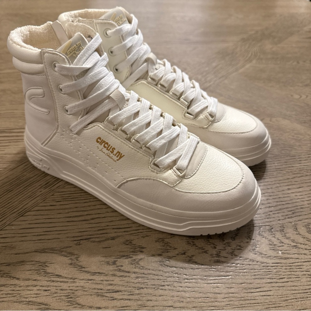 Circus NY by Sam Edelman Irving Lace-Up High-Top Sneakers, White/Off-White, 8